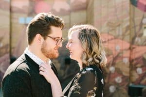 A Grand Rapids engagement with a mural.