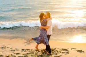 A sunset engagement session on Lake Michigan.