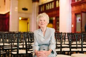 A grandma at a wedding at City Flats in Grand Rapids, MI.