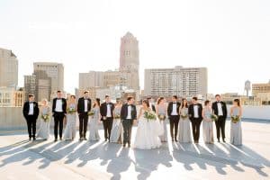 A bridal party at the Z lot in Detroit Michigan photographed by Mae Photo Co.