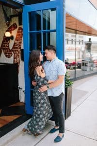 A lifestyle engagement session photographed on the west side of Grand Rapids.