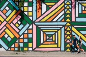 Grand Rapids fun colorful engagement session.
