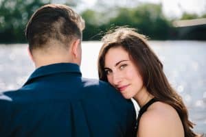 Grand Rapids engagement session by the Grand River.