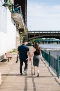 Downtown Grand Rapids Engagement session by the Grand River.