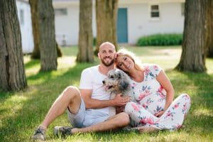 Lifestyle maternity session in holland Michigan with a dog.