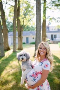 Lifestyle maternity session in holland Michigan with a dog.