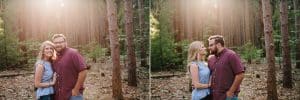 A romantic engagement session in Grand Haven Michigan at Rosy Mounds nature trails with a beautiful couple and beautiful sunlight.