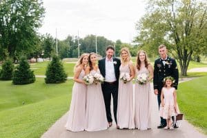 This blush pink Grand Rapids wedding was at Watermark Country Club. Florals and Design by Modern Day Floral and Events. Photography by Mae Photo Co.