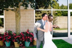 First look with Abby's father on her wedding day.