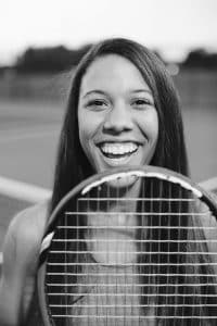 High school senior girls tennis player