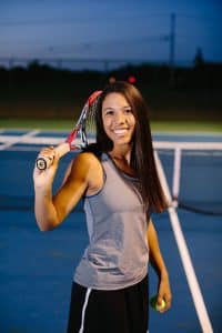 High school senior girls tennis player