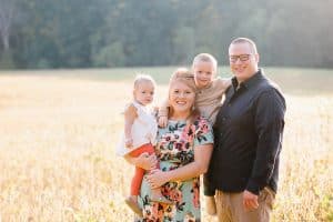 The Brock family had their Fall family pictures taken in the country in a soy bean field.