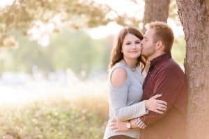 Hannah and Kyle's engagement session at Sandy Pines in midwest Michigan in the woods.