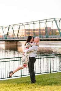 A downtown Grand Rapids engagement session at Riverside park and the sixth street bridge.
