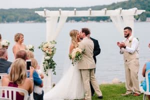 Melissa and Tony had a destination wedding at Bay Pointe Inn in Shelbville Michigan on Gun lake.