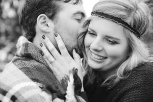 The first Michigan snowfall was the perfect backdrop for this engagement session in Grand Rapids at Vormittag Tree Farm.
