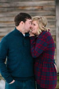 The first Michigan snowfall was the perfect backdrop for this engagement session in Grand Rapids at Vormittag Tree Farm.