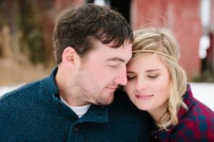 The first Michigan snowfall was the perfect backdrop for this engagement session in Grand Rapids at Vormittag Tree Farm.