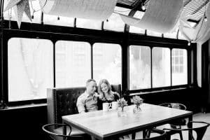 This Grand Rapids Engagement session in the midst of Michigan's winter started off at Brown Butter Creperie and ended at Provin trails with the perfect winter backdrop.