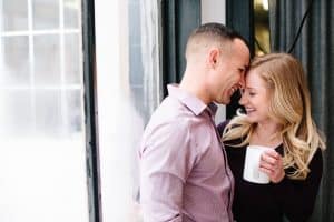 This Grand Rapids Engagement session in the midst of Michigan's winter started off at Brown Butter Creperie and ended at Provin trails with the perfect winter backdrop.