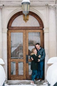 This Grand Rapids Engagement session in the midst of Michigan's winter started off at Brown Butter Creperie and ended at Provin trails with the perfect winter backdrop.