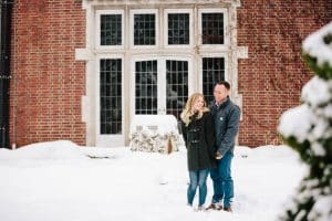 This Grand Rapids Engagement session in the midst of Michigan's winter started off at Brown Butter Creperie and ended at Provin trails with the perfect winter backdrop.