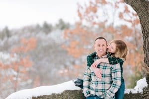 This Grand Rapids Engagement session in the midst of Michigan's winter started off at Brown Butter Creperie and ended at Provin trails with the perfect winter backdrop.