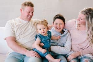 A Grand Rapids lifestyle family photography session in a studio.