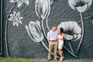 Holland Michigan engagement photos in downtown.