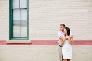 Holland Michigan engagement photos in downtown.
