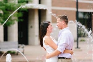 Holland Michigan engagement photos in downtown.