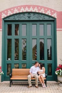 Holland Michigan engagement photos in downtown.