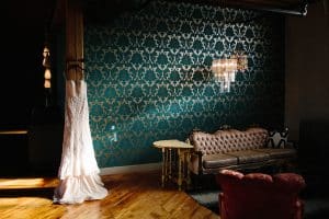 A unique industrial wedding with pineapple decor in downtown Grand Rapids at the Cheney Place.