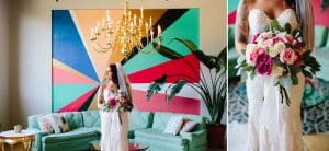 A unique industrial wedding with pineapple decor in downtown Grand Rapids at the Cheney Place.