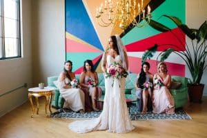 A unique industrial wedding with pineapple decor in downtown Grand Rapids at the Cheney Place.