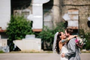 A unique brunch industrial wedding with pineapple decor in downtown Grand Rapids at the Cheney Place.