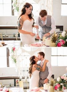 A unique brunch industrial wedding with pineapple decor in downtown Grand Rapids at the Cheney Place.