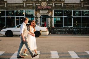 A unique brunch industrial wedding with pineapple decor in downtown Grand Rapids at the Cheney Place.