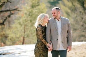 A winter woods engagement session at Provin Trails in Grand Rapids, Michigan. Photographed by Mae Photo Co.