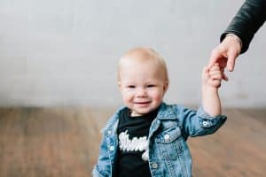 A one year session with some serious toddler fashion photographed by Mae Photo Co in Grand Rapids, Michigan.