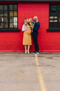 A colorful downtown Grand Rapids maternity session photographed by Mae Photo Co.