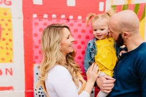 A colorful downtown Grand Rapids maternity session photographed by Mae Photo Co.