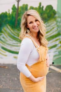 A colorful downtown Grand Rapids maternity session photographed by Mae Photo Co.