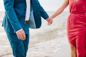 A Grand Haven Beach engagement session in Michigan photographed by Mae Photo Co.