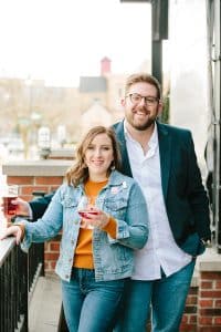 An engagement session at Founders Brewery in Grand Rapids photographed by Mae Photo Co.