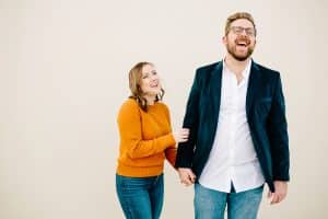 An engagement session in downtown Grand Rapids photographed by Mae Photo Co.