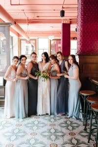 Grand Rapids bridesmaids inspiration at New Hotel Mertens with dresses from Renee Austin Weddings.