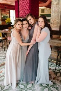 Grand Rapids bridesmaids inspiration at New Hotel Mertens with dresses from Renee Austin Weddings.