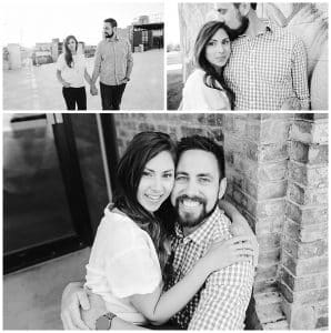 A trio of black and white images of a couple for their engagement photos taken near downtown GR