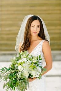 Wedding photo of a bride at the Grand Rapids Art Museum.